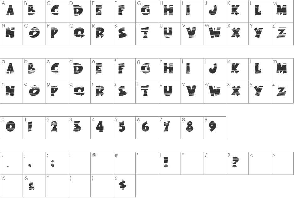 EasterFunbyTom font character map preview