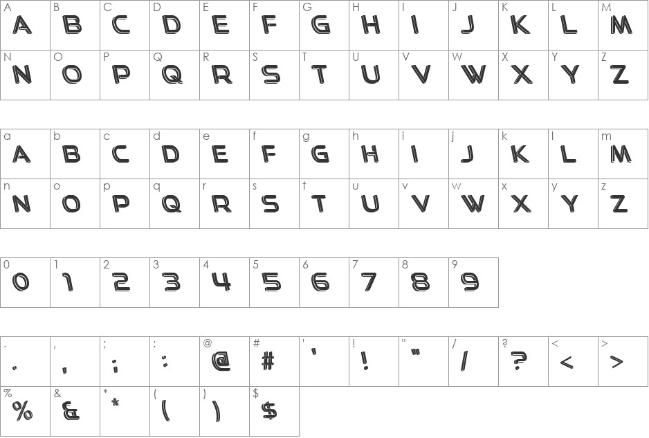 Easy 3D font character map preview