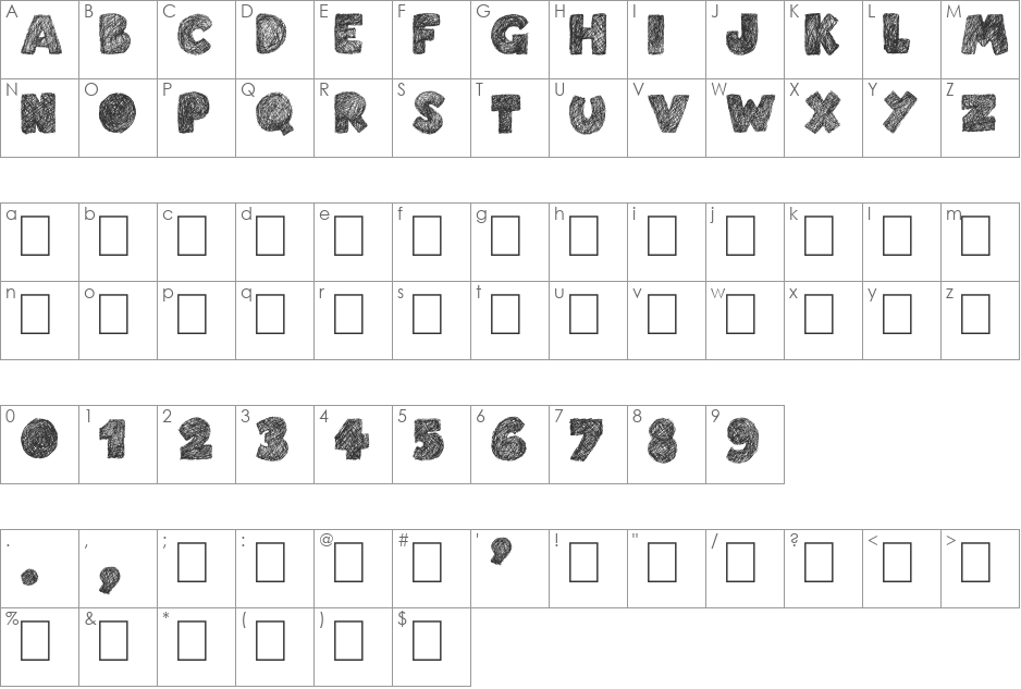 Easy Fashion font character map preview
