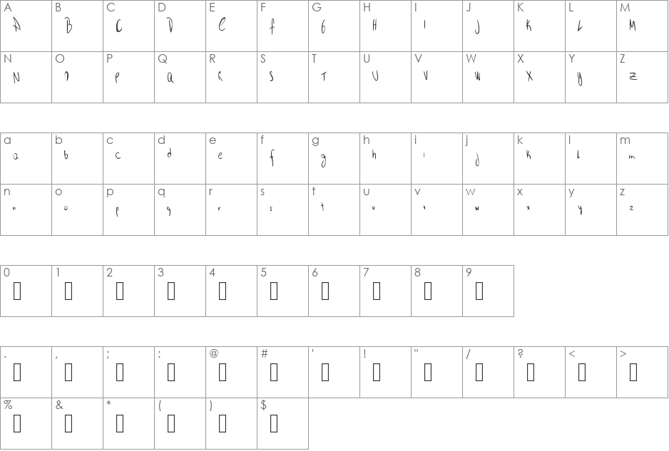 Easy going stroke font character map preview