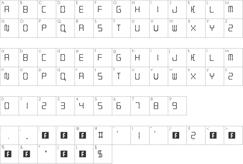 EasyLCD font character map preview