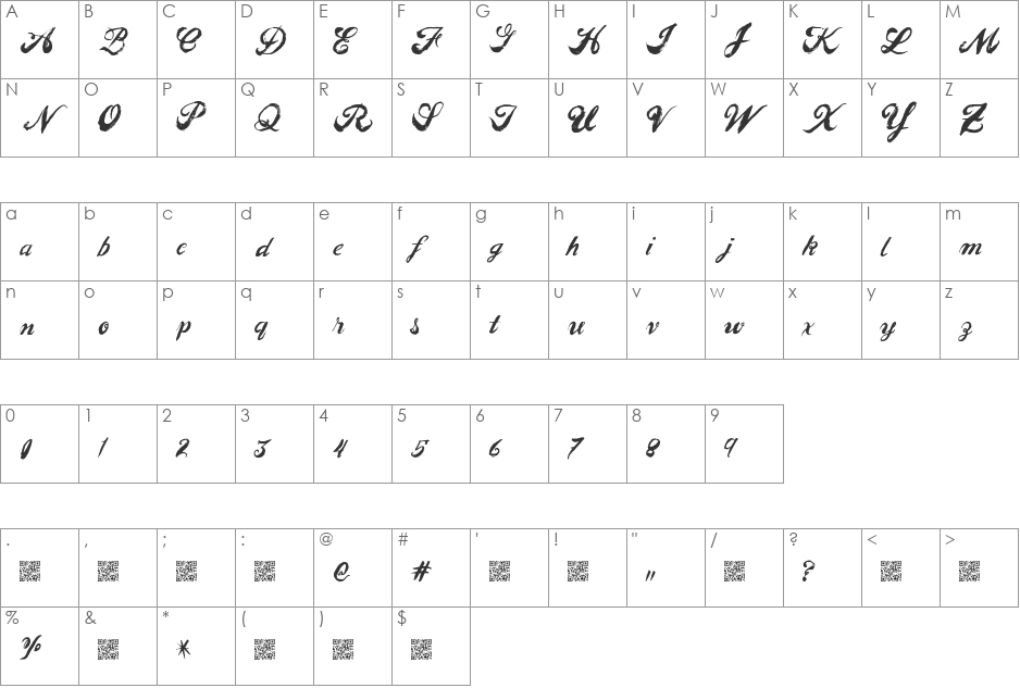 EasyPeople font character map preview