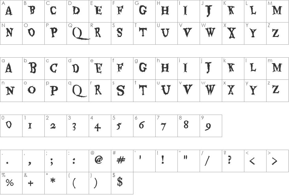 Eater font character map preview