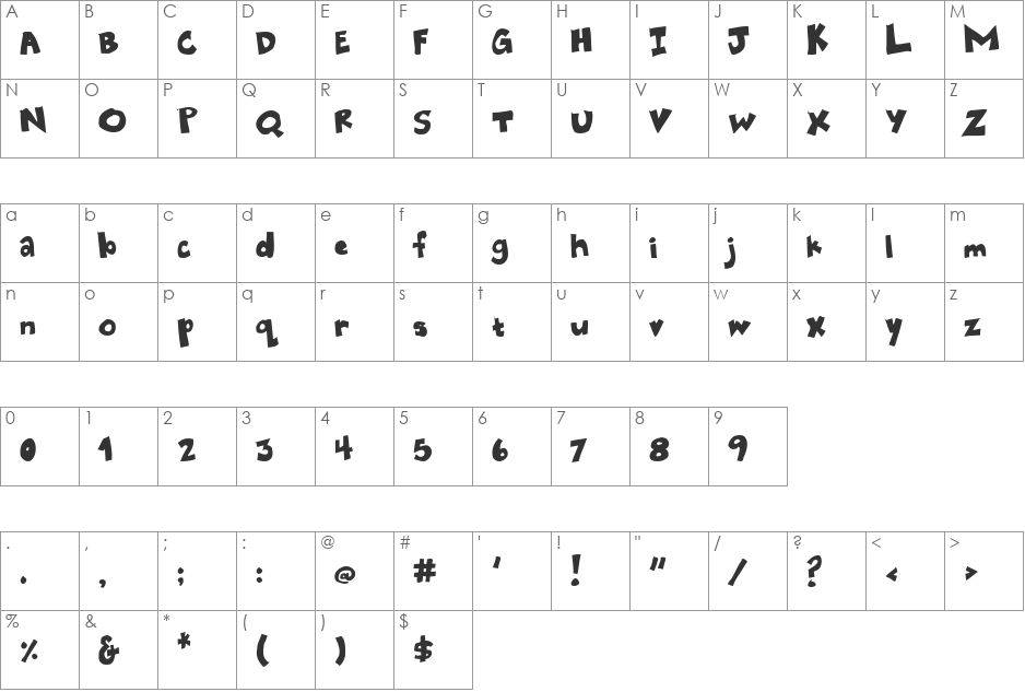 Eatpoo font character map preview