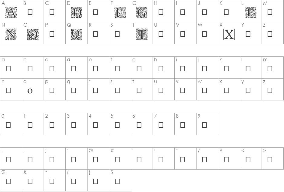 EB Garamond SC 12 font character map preview