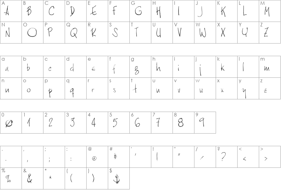 Ebu font character map preview