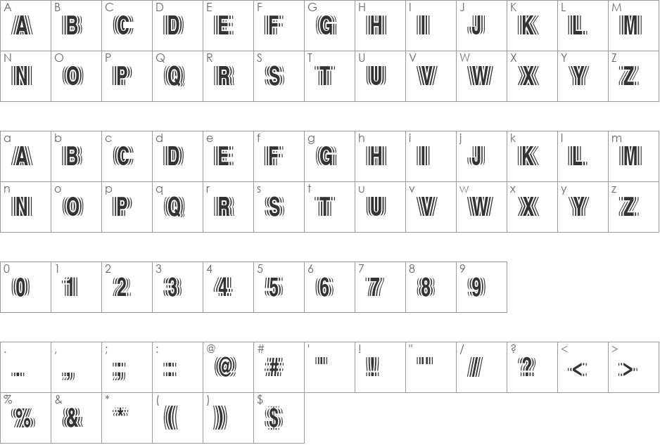 Echo font character map preview