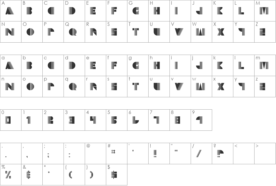 Echo Deco font character map preview