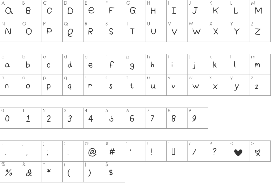 AmazingBasic font character map preview