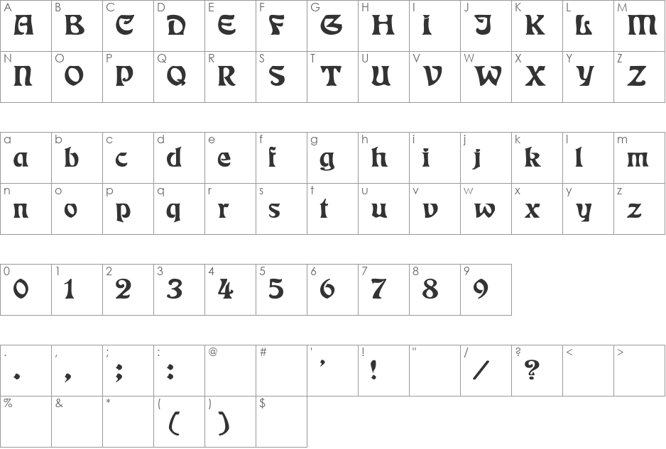 Eckmann Wd font character map preview