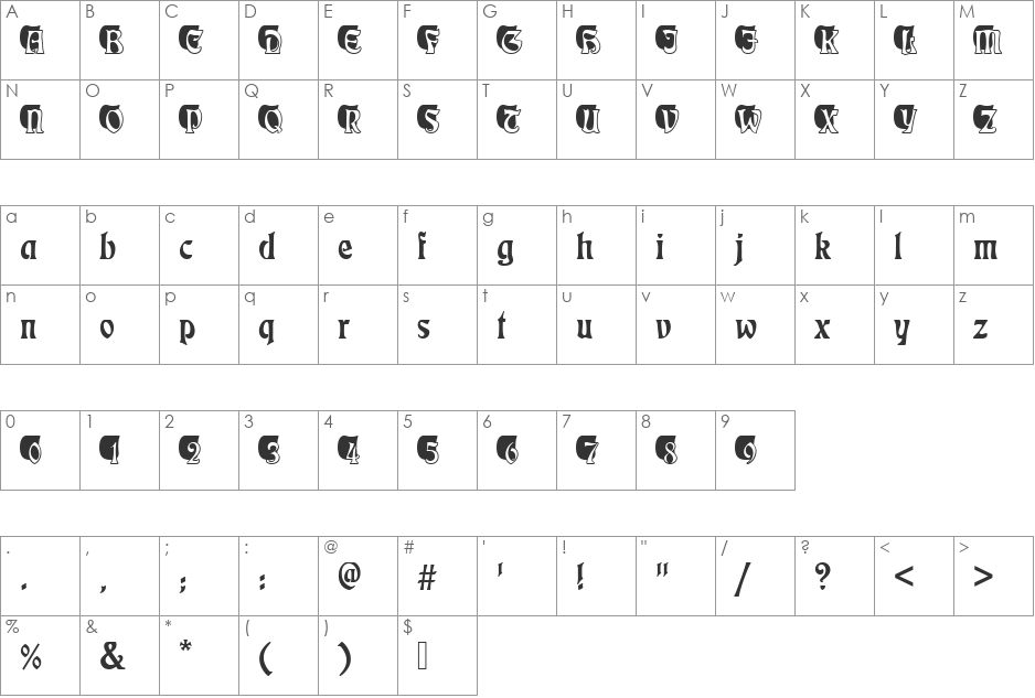 EckmannIniD font character map preview