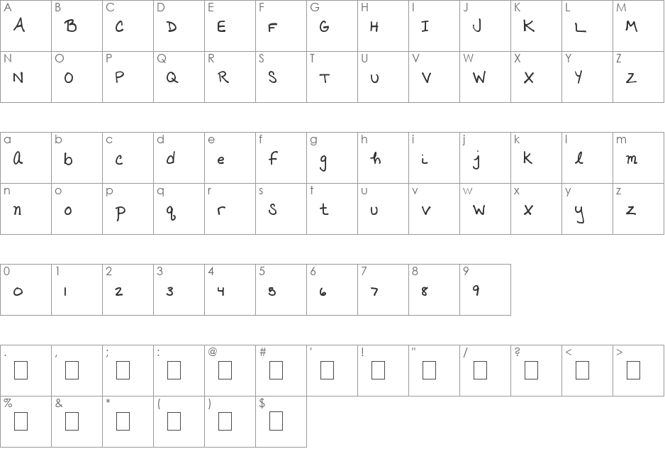 AmazingSunshine font character map preview