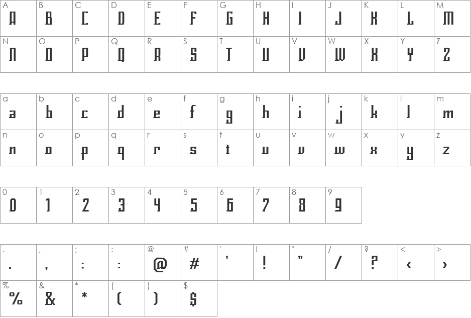 Eclix font character map preview