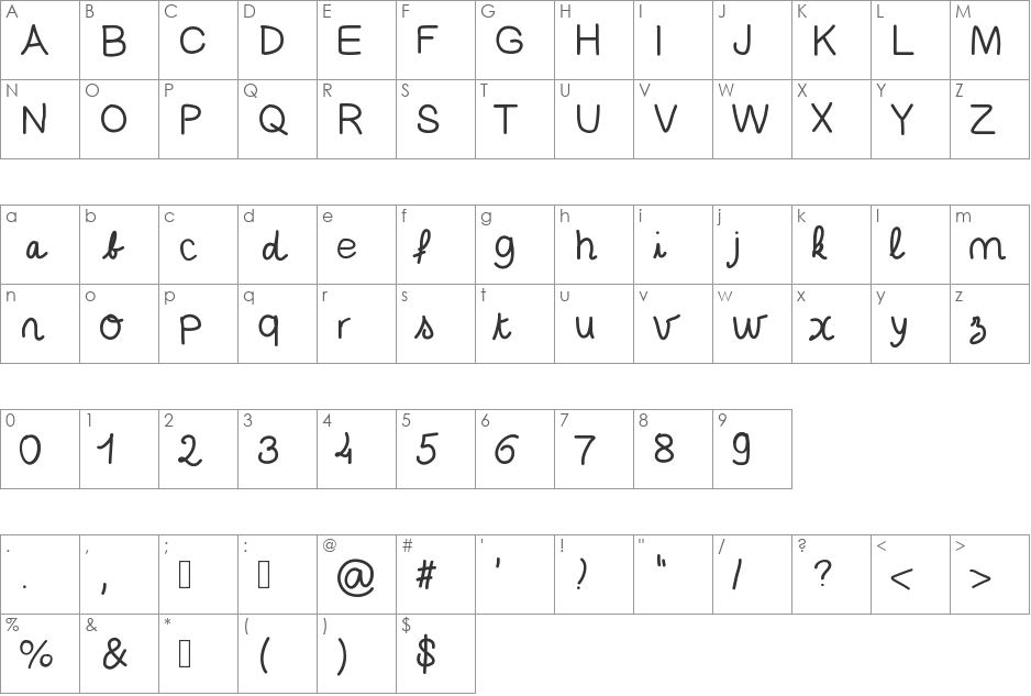 Ecolier font character map preview