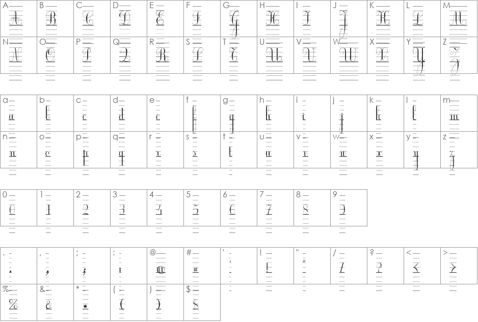 Ecolier_lignes font character map preview