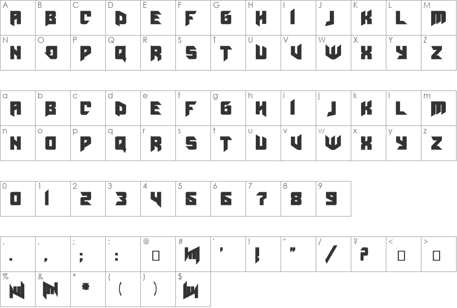 AmazObitaemOstrovBold font character map preview