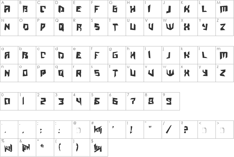 AmazObitaemOstrovCrazy! font character map preview