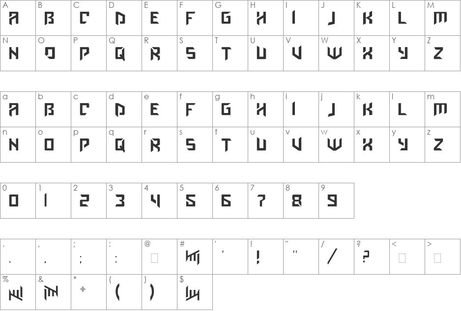 AmazObitaemOstrovFine font character map preview