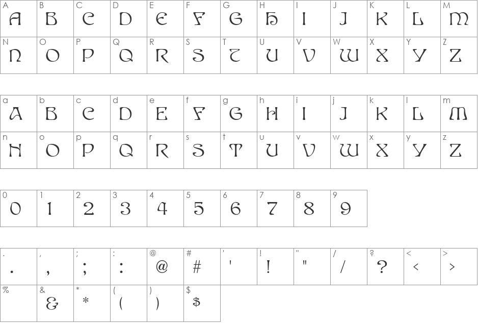 EddaBlack font character map preview