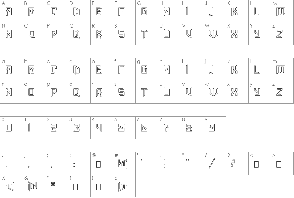 AmazObitaemOstrovInline font character map preview