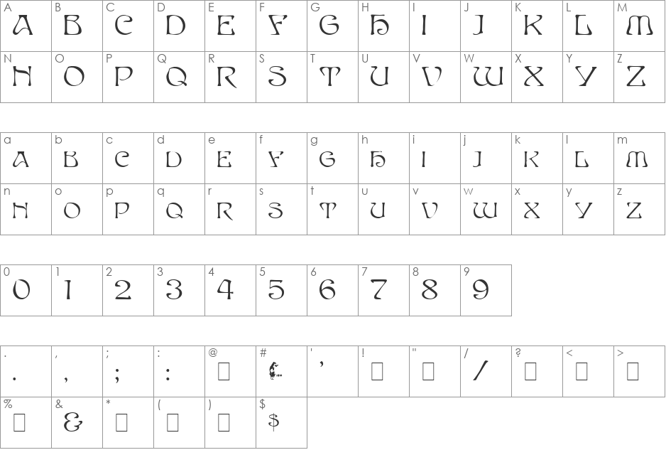 EDDACAPS font character map preview