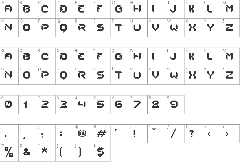 EDGE font character map preview