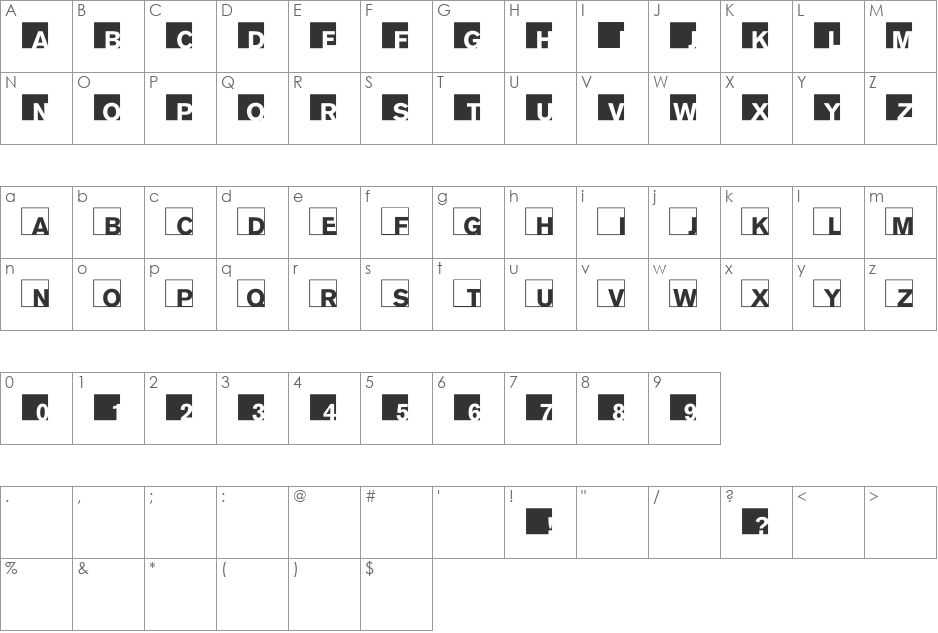 ABCLogosXYZ font character map preview