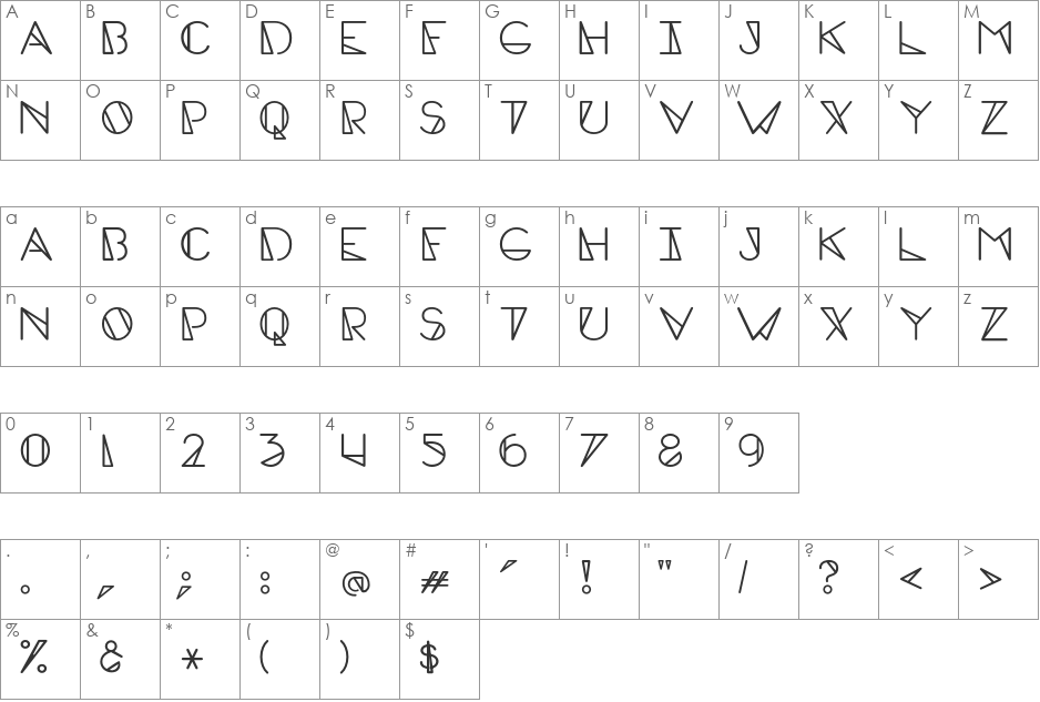 Edge Caps font character map preview
