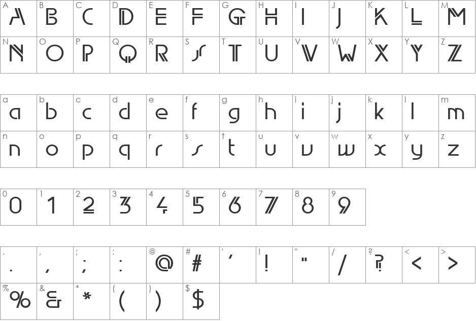 EdgeLine font character map preview