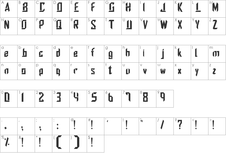 edges font character map preview