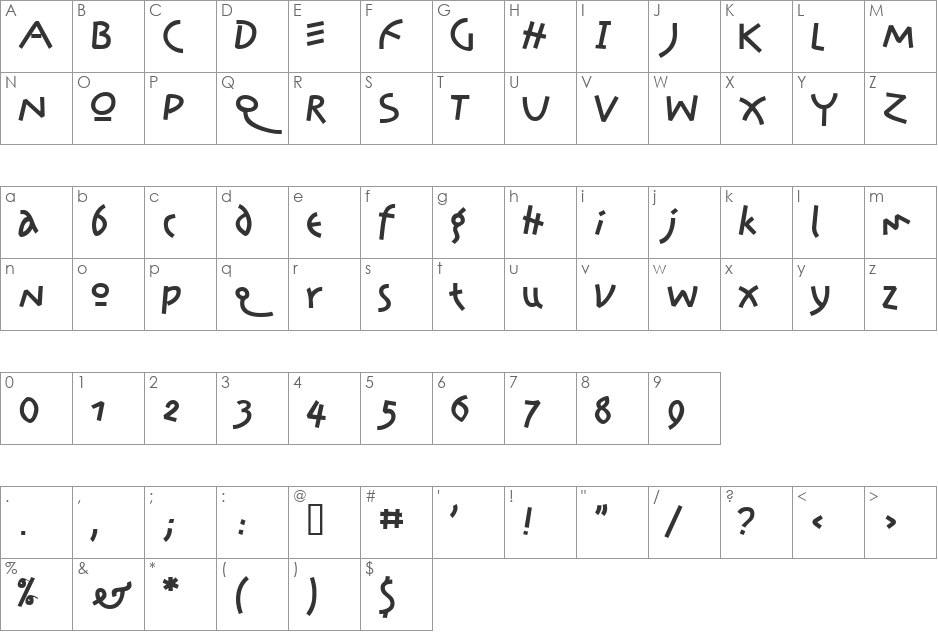 Amazon font character map preview