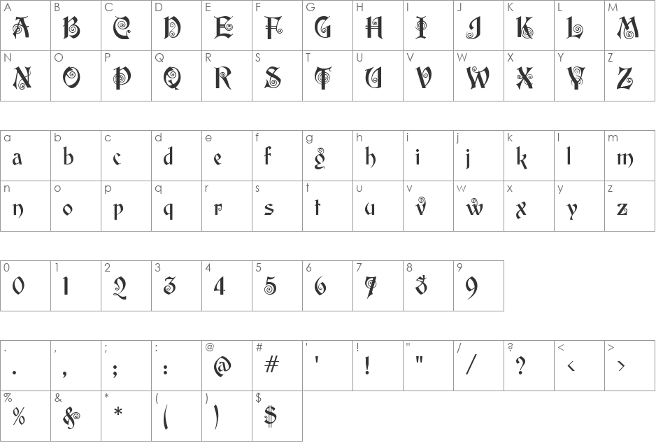 Edison MF font character map preview