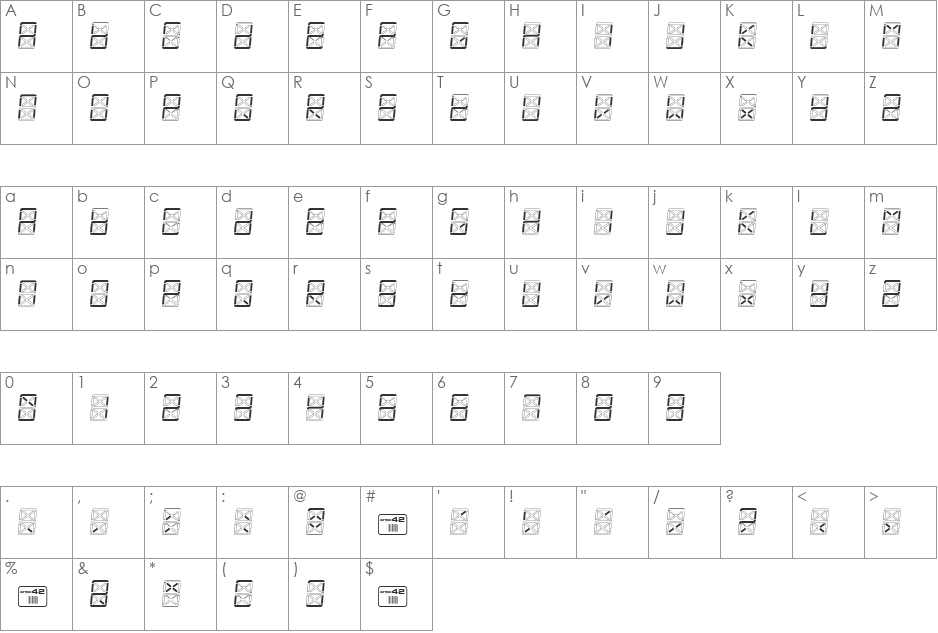 eDisplay Demo font character map preview