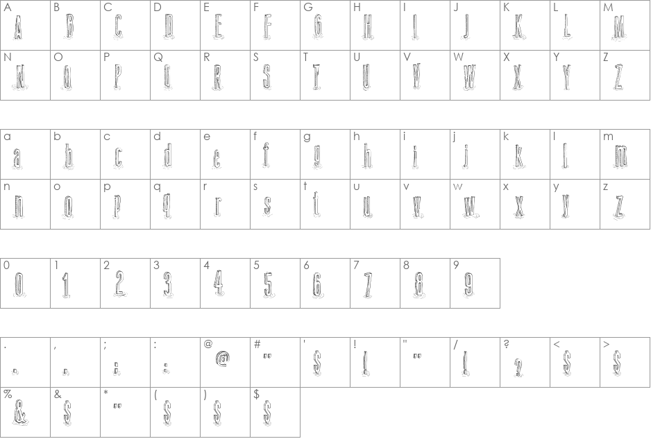 Amazon Palafita font character map preview