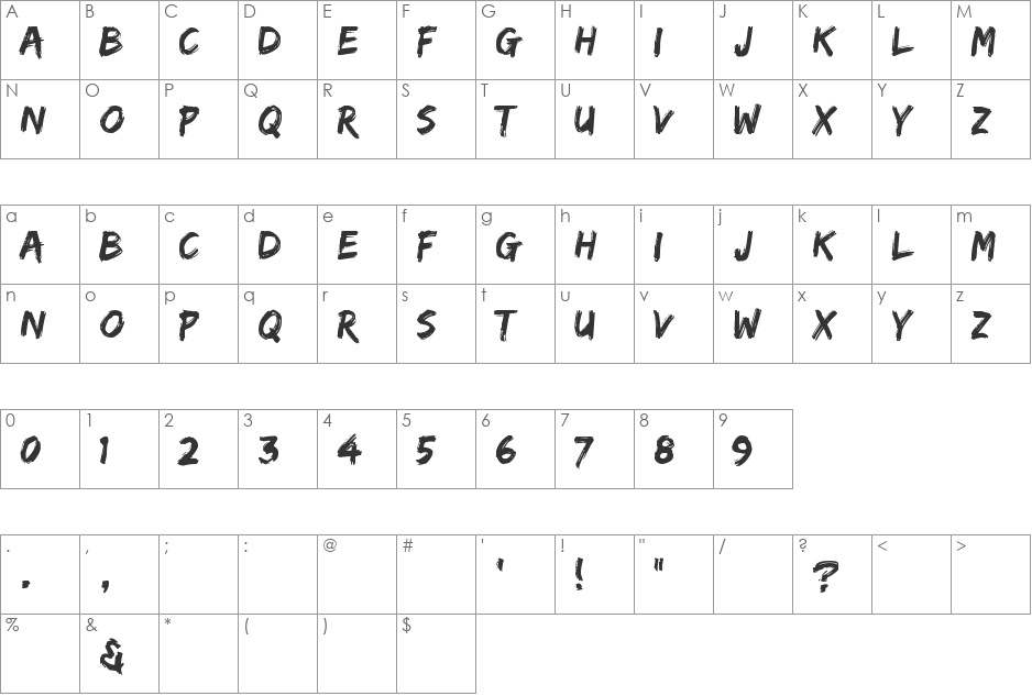 Edo font character map preview