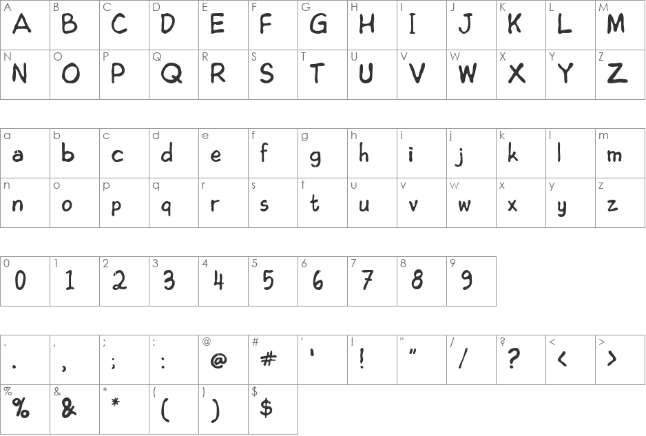 Edoms Handwritting Normal font character map preview