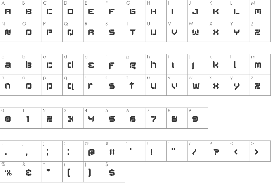 Edoras Stencil font character map preview