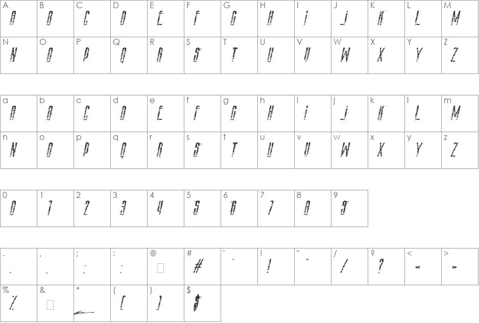 AmazS.T.A.L.K.E.R.Italic font character map preview