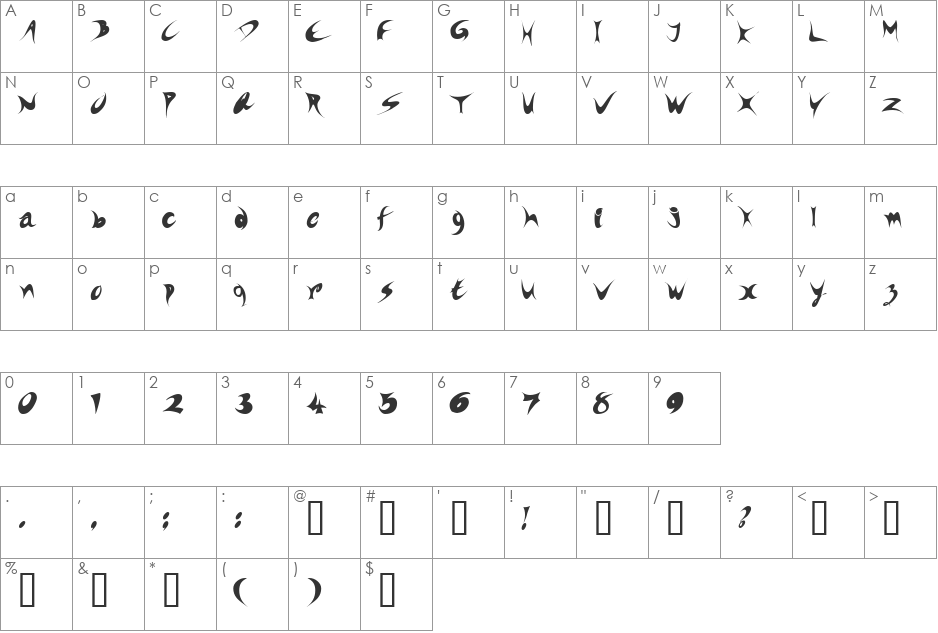 EEKS font character map preview