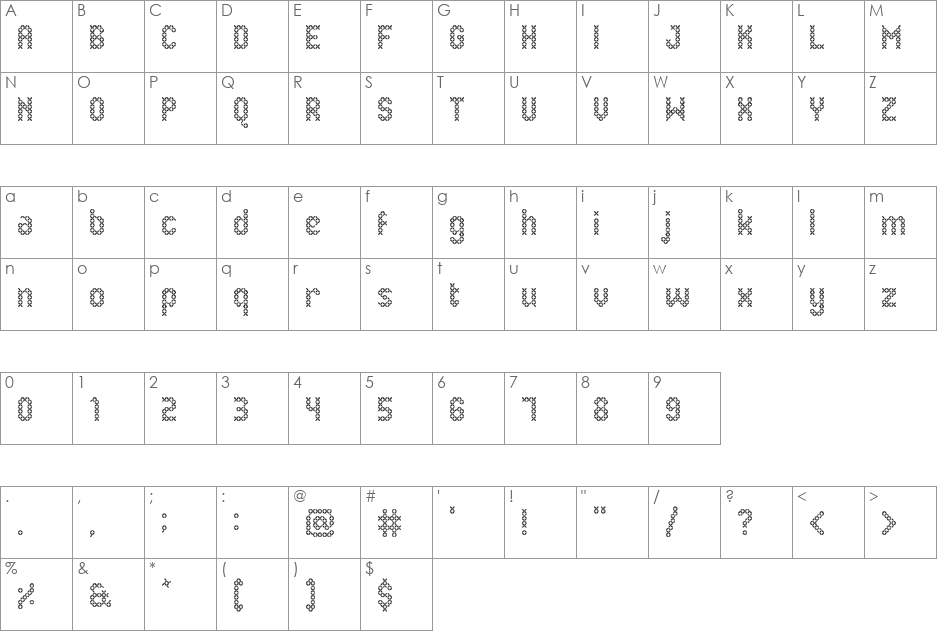 Eenvoudige Batik  font character map preview