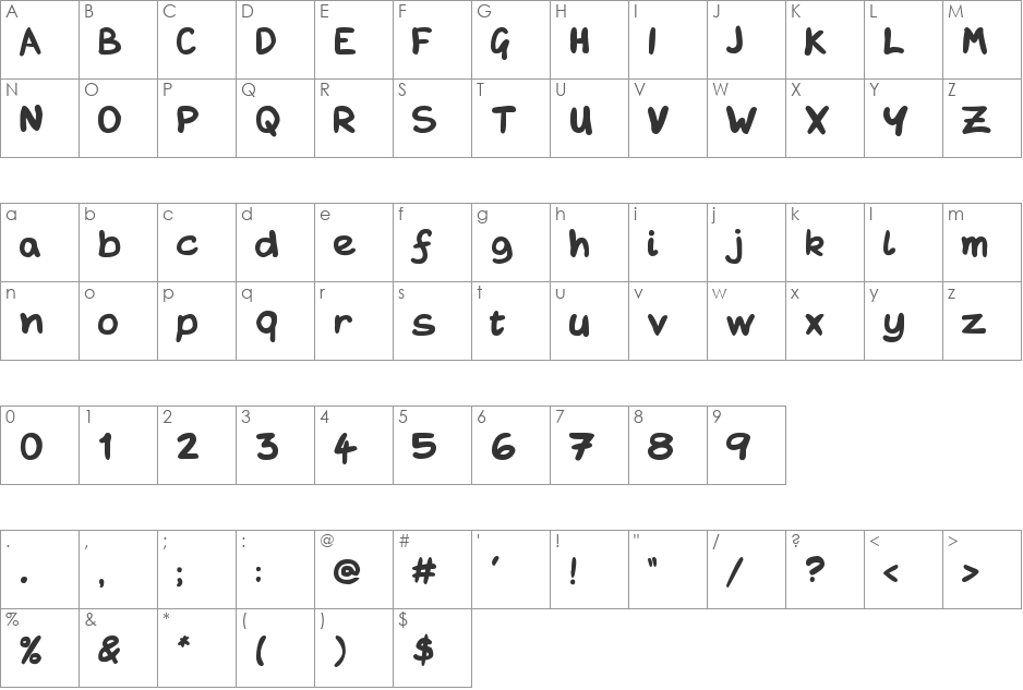 Eeroom font character map preview