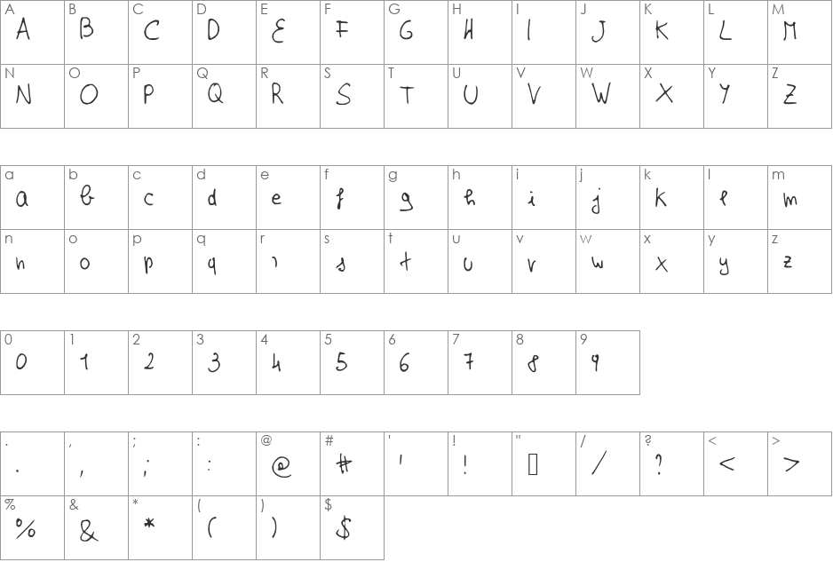 EffeNewVersion font character map preview