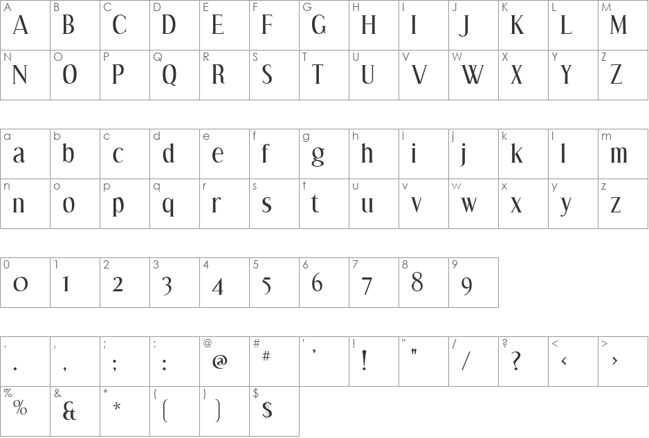Effloresce font character map preview