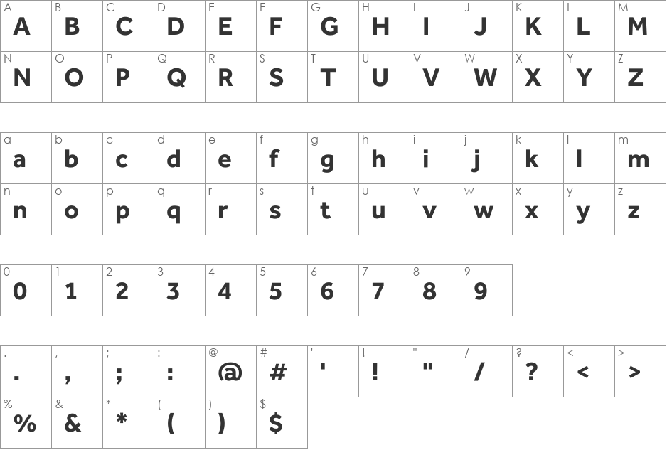 Effra font character map preview