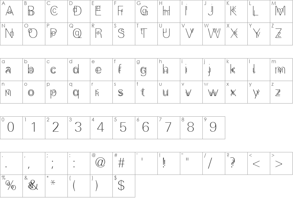 EfParasite font character map preview