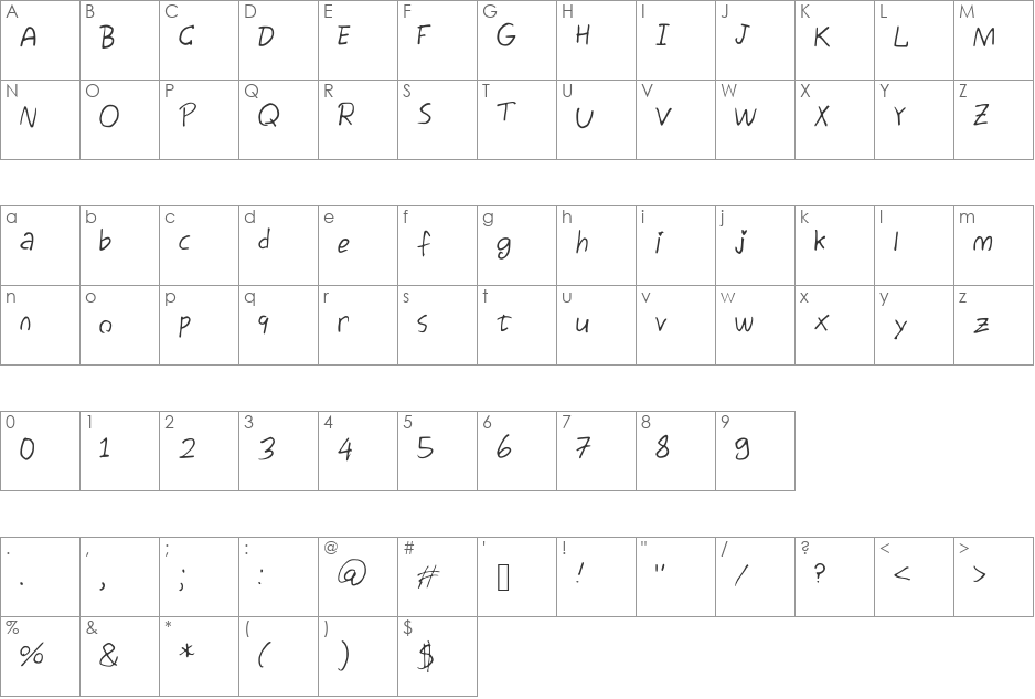 Egg font character map preview