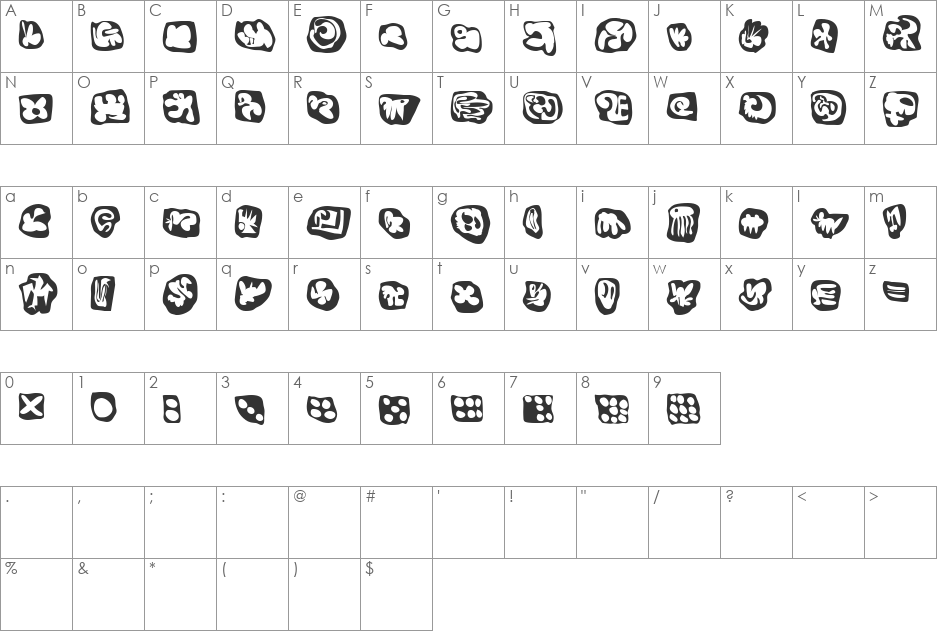Egg font character map preview