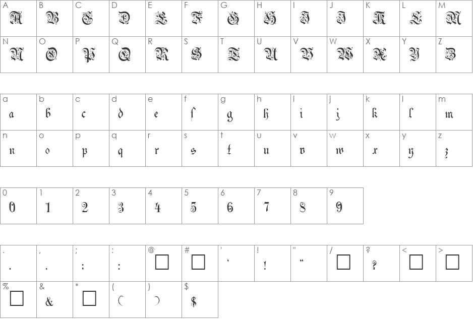 Egmont font character map preview