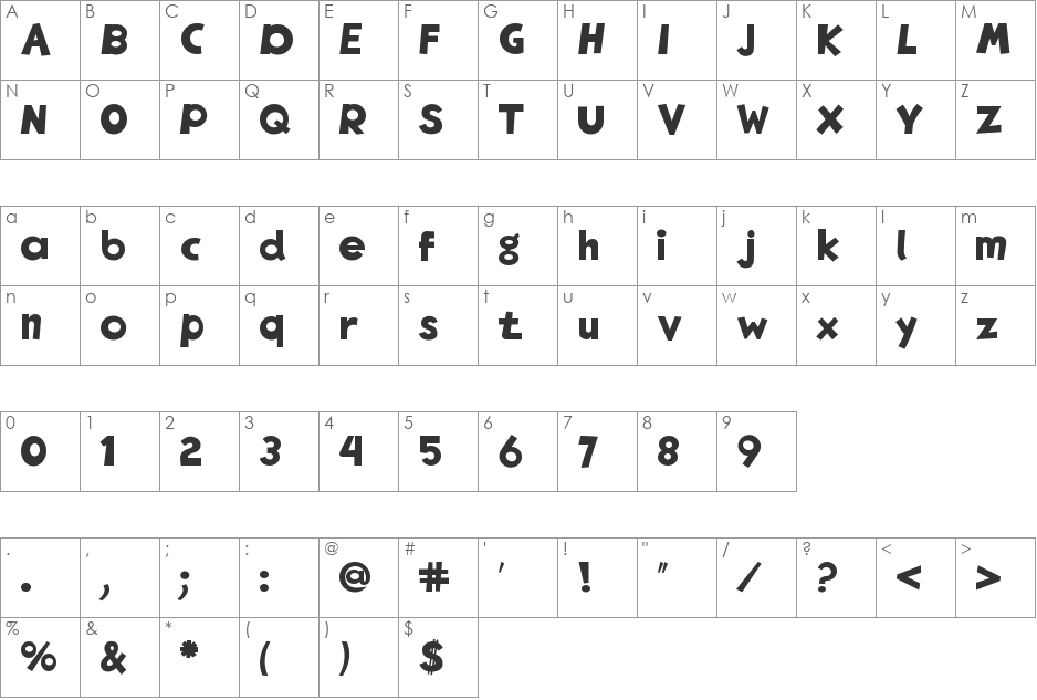 Egmont New font character map preview