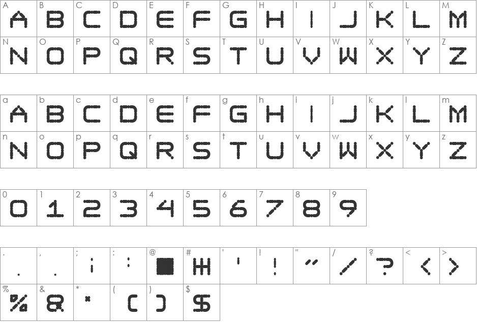 Ego trip Fat font character map preview